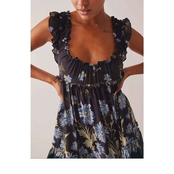 NWT Free People Bali Wild Daisy Printed Mini Ruffle Slip Dress - Picture 6 of 10